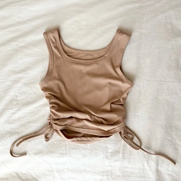 Tan/Beige Basic Ribbed Tank Top - Picture 4 of 9
